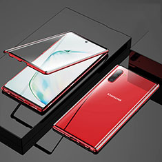 Custodia Lusso Alluminio Laterale Specchio 360 Gradi Cover M03 per Samsung Galaxy Note 10 Rosso