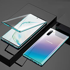 Custodia Lusso Alluminio Laterale Specchio 360 Gradi Cover M03 per Samsung Galaxy Note 10 Verde