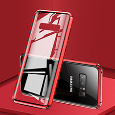 Custodia Lusso Alluminio Laterale Specchio 360 Gradi Cover M03 per Samsung Galaxy Note 8 Duos N950F Rosso
