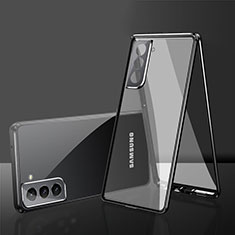 Custodia Lusso Alluminio Laterale Specchio 360 Gradi Cover M03 per Samsung Galaxy S21 FE 5G Nero