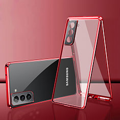 Custodia Lusso Alluminio Laterale Specchio 360 Gradi Cover M03 per Samsung Galaxy S21 FE 5G Rosso