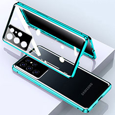 Custodia Lusso Alluminio Laterale Specchio 360 Gradi Cover M03 per Samsung Galaxy S21 Ultra 5G Verde