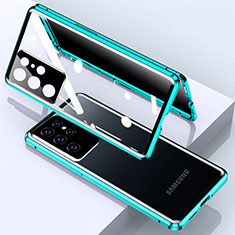 Custodia Lusso Alluminio Laterale Specchio 360 Gradi Cover M03 per Samsung Galaxy S22 Ultra 5G Verde