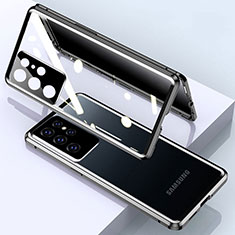 Custodia Lusso Alluminio Laterale Specchio 360 Gradi Cover M03 per Samsung Galaxy S24 Ultra 5G Nero