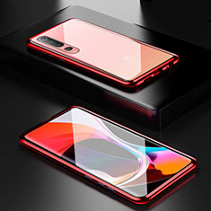 Custodia Lusso Alluminio Laterale Specchio 360 Gradi Cover M03 per Xiaomi Mi 10 Rosso