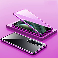 Custodia Lusso Alluminio Laterale Specchio 360 Gradi Cover M03 per Xiaomi Mi 10 Ultra Viola