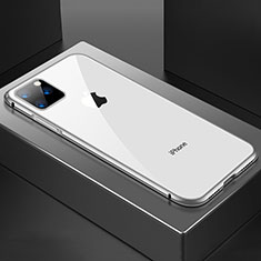Custodia Lusso Alluminio Laterale Specchio 360 Gradi Cover M04 per Apple iPhone 11 Pro Max Argento
