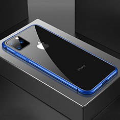 Custodia Lusso Alluminio Laterale Specchio 360 Gradi Cover M04 per Apple iPhone 11 Pro Max Blu