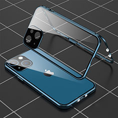 Custodia Lusso Alluminio Laterale Specchio 360 Gradi Cover M04 per Apple iPhone 13 Blu
