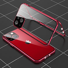 Custodia Lusso Alluminio Laterale Specchio 360 Gradi Cover M04 per Apple iPhone 14 Plus Rosso