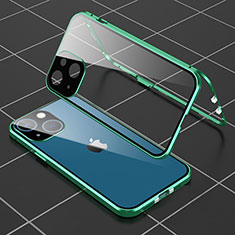 Custodia Lusso Alluminio Laterale Specchio 360 Gradi Cover M04 per Apple iPhone 14 Plus Verde