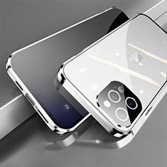 Custodia Lusso Alluminio Laterale Specchio 360 Gradi Cover M04 per Apple iPhone 14 Pro Argento