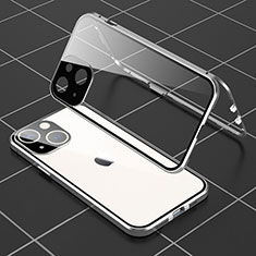 Custodia Lusso Alluminio Laterale Specchio 360 Gradi Cover M04 per Apple iPhone 15 Argento