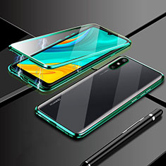 Custodia Lusso Alluminio Laterale Specchio 360 Gradi Cover M04 per Huawei Enjoy 10e Verde