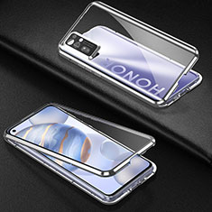 Custodia Lusso Alluminio Laterale Specchio 360 Gradi Cover M04 per Huawei Honor 30 Argento