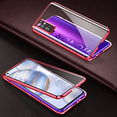 Custodia Lusso Alluminio Laterale Specchio 360 Gradi Cover M04 per Huawei Honor 30 Rosso