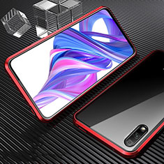 Custodia Lusso Alluminio Laterale Specchio 360 Gradi Cover M04 per Huawei Honor 9X Rosso