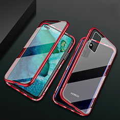 Custodia Lusso Alluminio Laterale Specchio 360 Gradi Cover M04 per Huawei Honor V30 5G Rosso