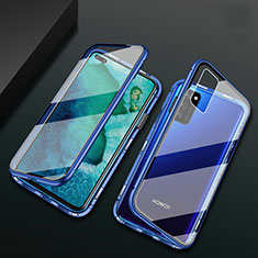 Custodia Lusso Alluminio Laterale Specchio 360 Gradi Cover M04 per Huawei Honor View 30 5G Blu