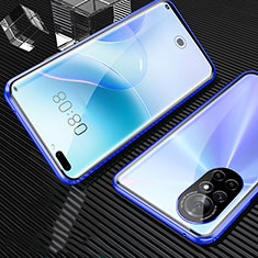Custodia Lusso Alluminio Laterale Specchio 360 Gradi Cover M04 per Huawei Nova 8 Pro 5G Blu