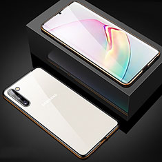 Custodia Lusso Alluminio Laterale Specchio 360 Gradi Cover M04 per Samsung Galaxy Note 10 5G Oro