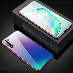 Custodia Lusso Alluminio Laterale Specchio 360 Gradi Cover M04 per Samsung Galaxy Note 10 5G Rosso