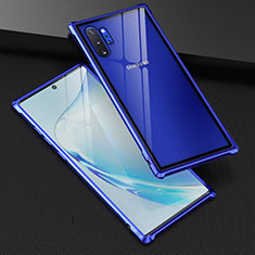 Custodia Lusso Alluminio Laterale Specchio 360 Gradi Cover M04 per Samsung Galaxy Note 10 Plus 5G Blu