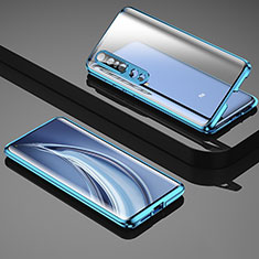Custodia Lusso Alluminio Laterale Specchio 360 Gradi Cover M04 per Xiaomi Mi 10 Pro Blu