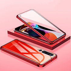 Custodia Lusso Alluminio Laterale Specchio 360 Gradi Cover M04 per Xiaomi Mi 10 Rosso