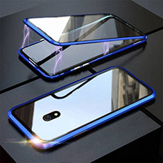 Custodia Lusso Alluminio Laterale Specchio 360 Gradi Cover M04 per Xiaomi Redmi 8A Blu