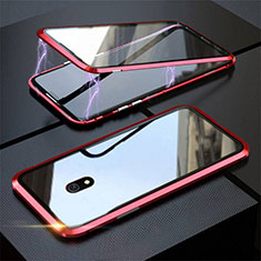 Custodia Lusso Alluminio Laterale Specchio 360 Gradi Cover M04 per Xiaomi Redmi 8A Rosso