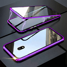 Custodia Lusso Alluminio Laterale Specchio 360 Gradi Cover M04 per Xiaomi Redmi 8A Viola