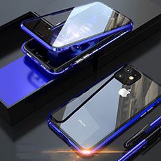 Custodia Lusso Alluminio Laterale Specchio 360 Gradi Cover M05 per Apple iPhone 11 Pro Blu