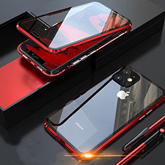 Custodia Lusso Alluminio Laterale Specchio 360 Gradi Cover M05 per Apple iPhone 11 Pro Max Rosso