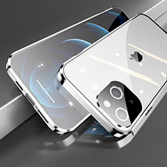 Custodia Lusso Alluminio Laterale Specchio 360 Gradi Cover M05 per Apple iPhone 13 Argento