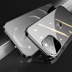 Custodia Lusso Alluminio Laterale Specchio 360 Gradi Cover M05 per Apple iPhone 13 Mini Nero