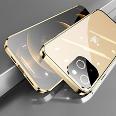Custodia Lusso Alluminio Laterale Specchio 360 Gradi Cover M05 per Apple iPhone 13 Oro