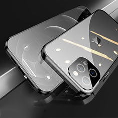 Custodia Lusso Alluminio Laterale Specchio 360 Gradi Cover M05 per Apple iPhone 13 Pro Nero