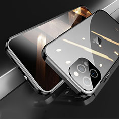 Custodia Lusso Alluminio Laterale Specchio 360 Gradi Cover M05 per Apple iPhone 14 Pro Nero