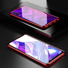 Custodia Lusso Alluminio Laterale Specchio 360 Gradi Cover M05 per Huawei Honor 9X Pro Rosso