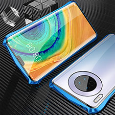 Custodia Lusso Alluminio Laterale Specchio 360 Gradi Cover M05 per Huawei Mate 30 5G Blu