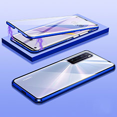 Custodia Lusso Alluminio Laterale Specchio 360 Gradi Cover M05 per Huawei Nova 7 5G Blu