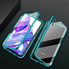 Custodia Lusso Alluminio Laterale Specchio 360 Gradi Cover M05 per Huawei Y9 Prime (2019) Verde