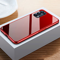 Custodia Lusso Alluminio Laterale Specchio 360 Gradi Cover M05 per Oppo Find X3 Lite 5G Rosso e Nero