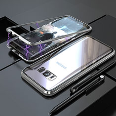 Custodia Lusso Alluminio Laterale Specchio 360 Gradi Cover M05 per Samsung Galaxy S8 Argento