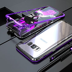 Custodia Lusso Alluminio Laterale Specchio 360 Gradi Cover M05 per Samsung Galaxy S8 Plus Viola
