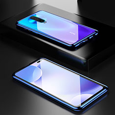 Custodia Lusso Alluminio Laterale Specchio 360 Gradi Cover M05 per Xiaomi Redmi K30 4G Blu