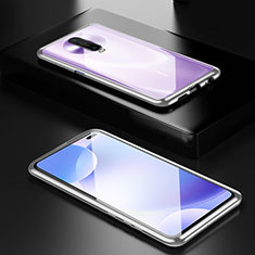 Custodia Lusso Alluminio Laterale Specchio 360 Gradi Cover M05 per Xiaomi Redmi K30 5G Argento