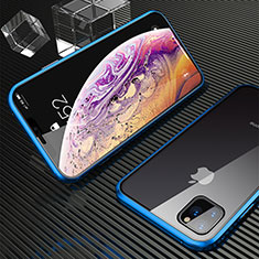 Custodia Lusso Alluminio Laterale Specchio 360 Gradi Cover M06 per Apple iPhone 11 Pro Blu