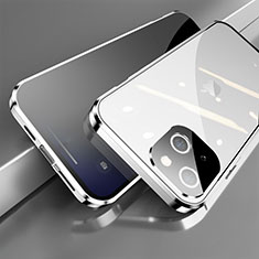 Custodia Lusso Alluminio Laterale Specchio 360 Gradi Cover M06 per Apple iPhone 13 Argento